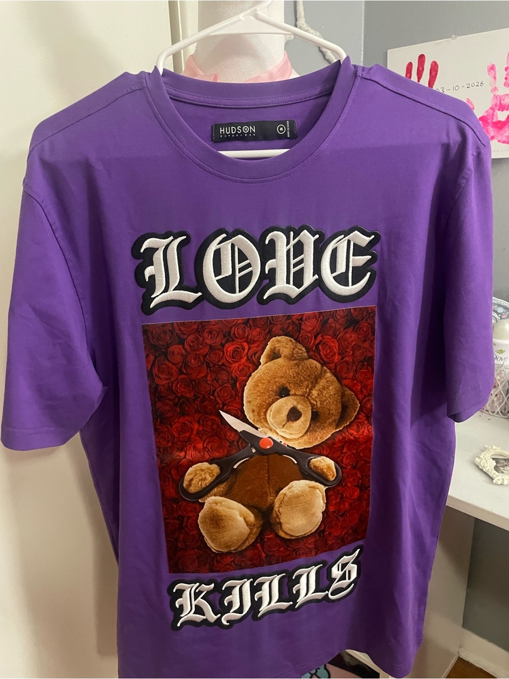 Hudson Jeans Purple 'Love Kills' Teddy Graphic Tee